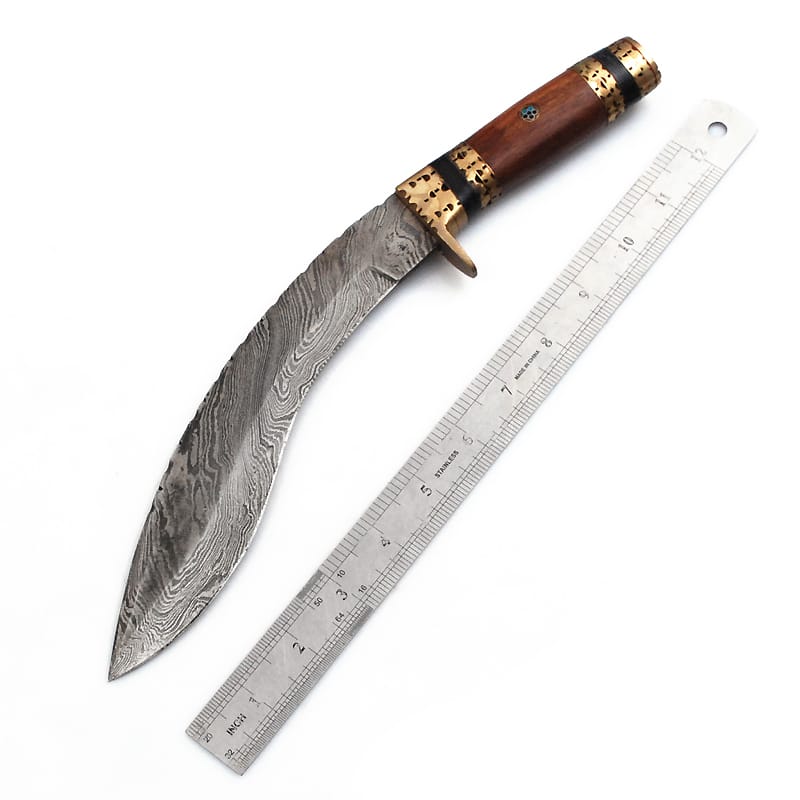 CUSTOM MADE FORGED DAMASCUS STEEL KUKRI HUNTING KNIFE - Image 4