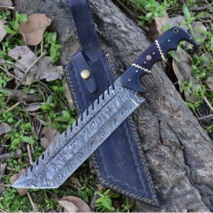 Custom HANDMADE FORGED DAMASCUS STEEL HUNTING Skinner Fix Blade Tracker KNIFE