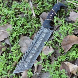 Custom HANDMADE FORGED DAMASCUS STEEL HUNTING Skinner Fix Blade Tracker KNIFE