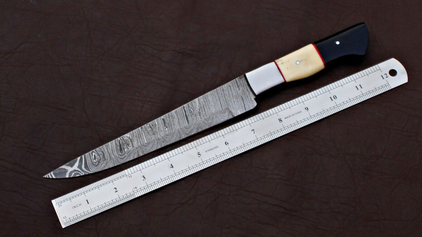 BEAUTIFUL DAMASCUS FILLET KNIFE FISHING KNIVES CUSTOM MADE HUNTING FISH KNIVES UTILITY KNIFE CHEF’S BONE HANDLE BEST GIFT - Image 4