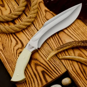 15″ Custom Handmade D-2 TOOL Steel Camel Bone Kukri Knife Leather Sheath