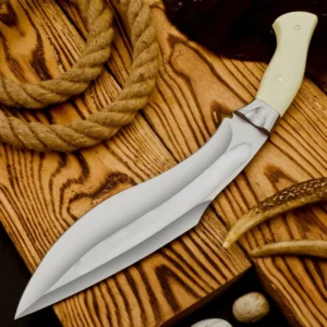 15″ Custom Handmade D-2 TOOL Steel Camel Bone Kukri Knife Leather Sheath