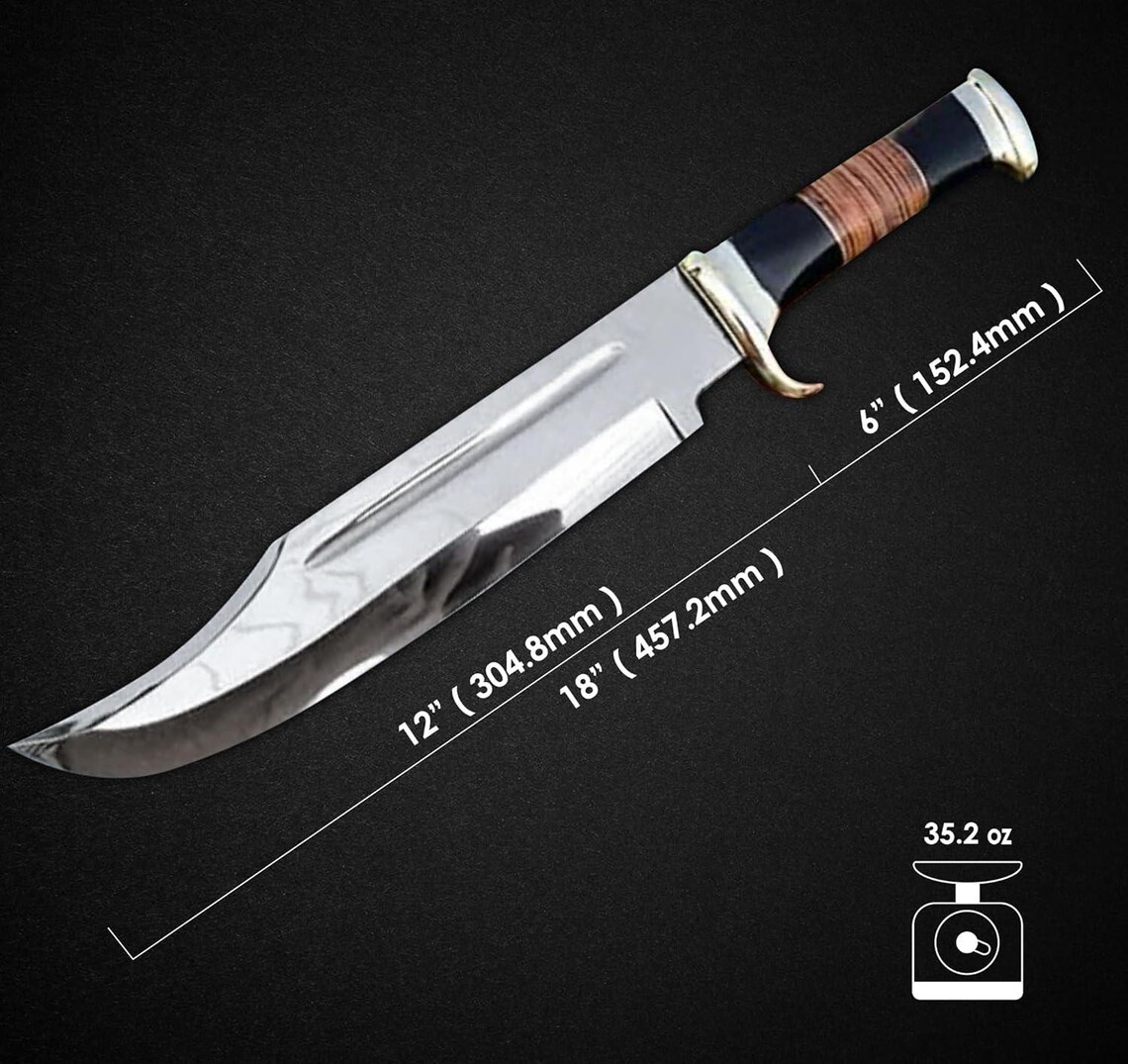 18" Large Crocodile Dundee Bowie Knife: Large Hunting, Camping, Bushcraft with Leather Sheath - Image 2