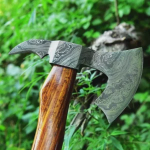 Custom Gift Forged DAMASCUS Steel VIKING AXE with rose Wood Shaft, Wedding Gift, Axes Best Birthday & Anniversary Gift For Him