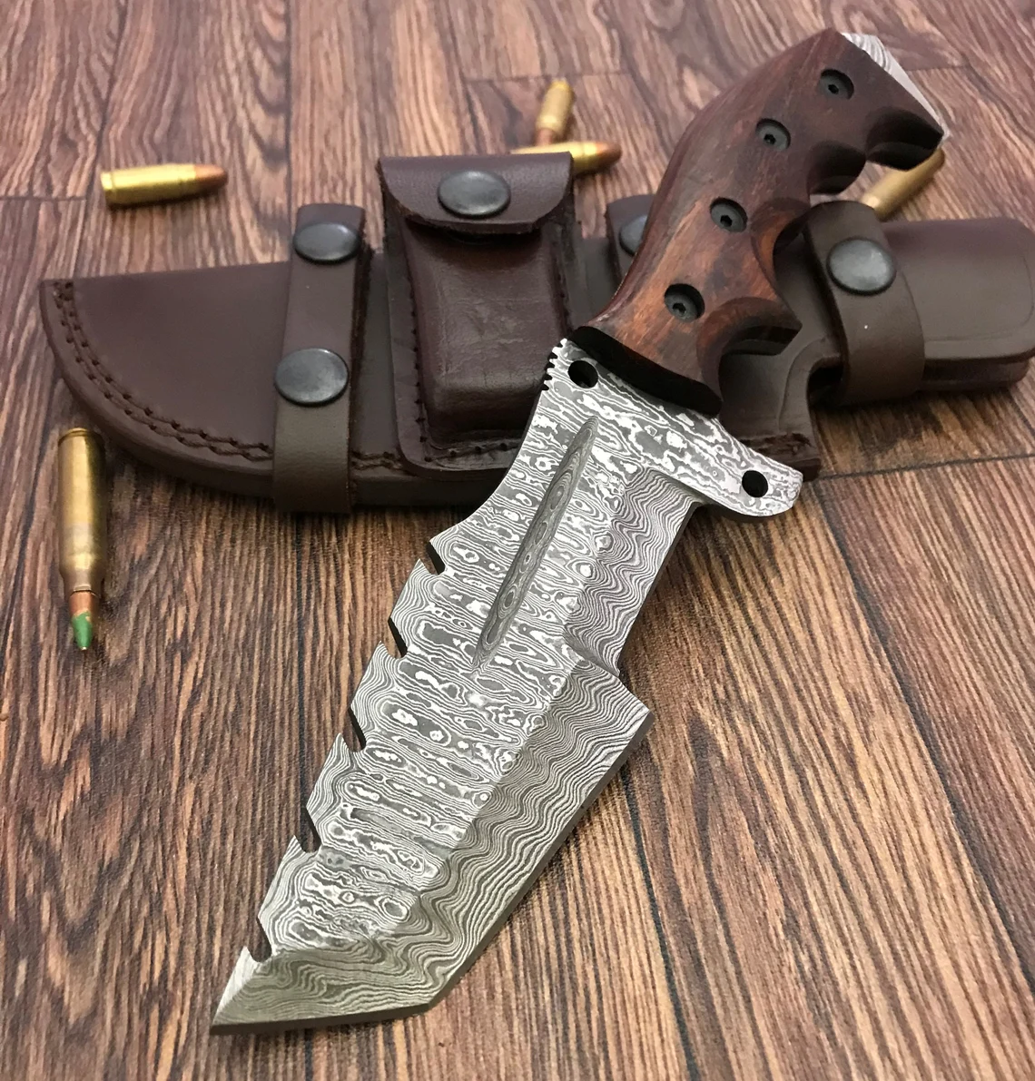 Custom Handmade Damascus Steel Tracker Knife - Stunning Handle - Image 4