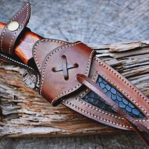 Custom Handmade Forged Damascus Steel Utility Skinner Knife with Leather Sheath Camping Hunting Knife