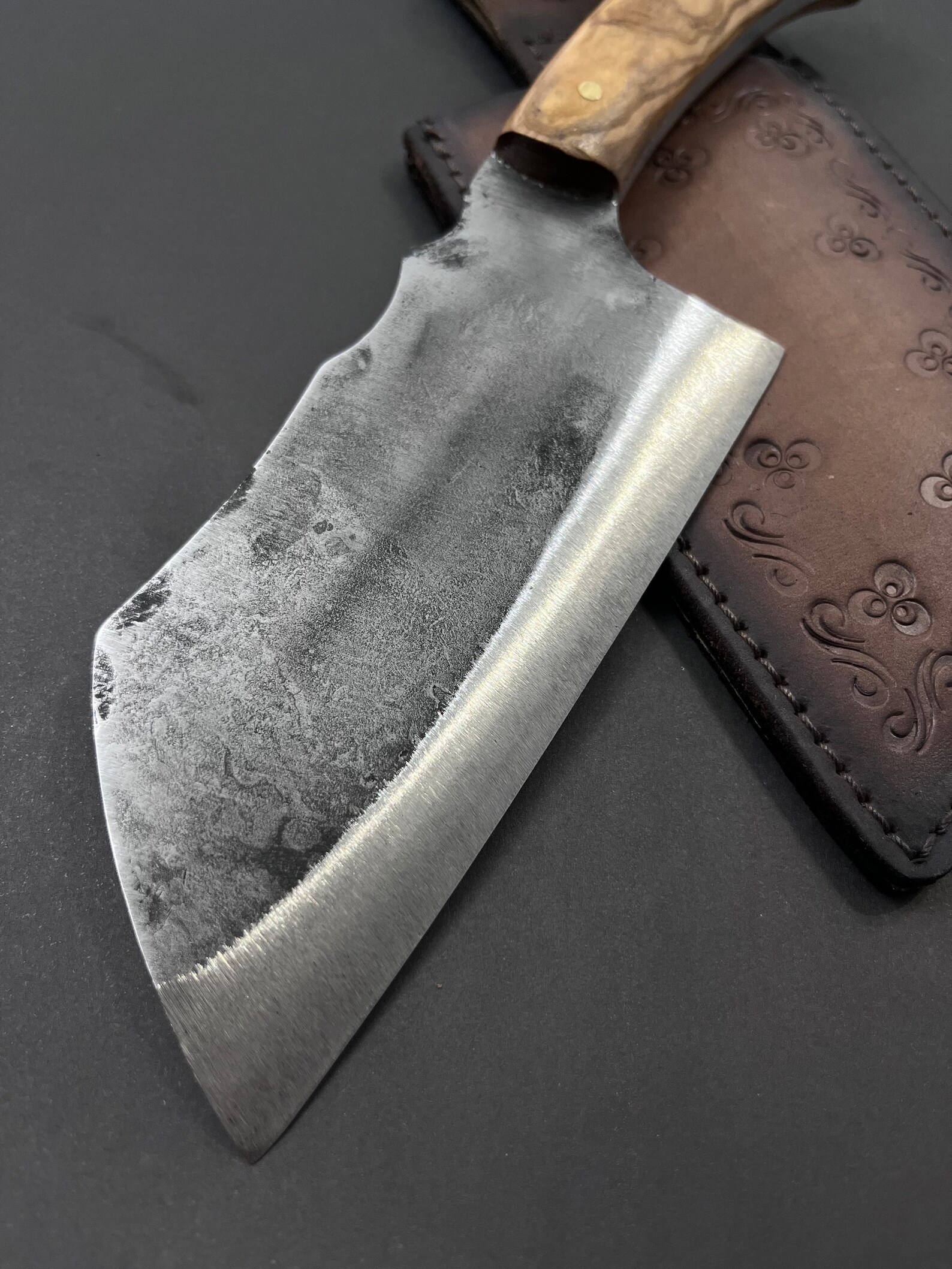 Hand Forged Almazan Hunting Knife with Sheath - 5160 Steel - Image 3