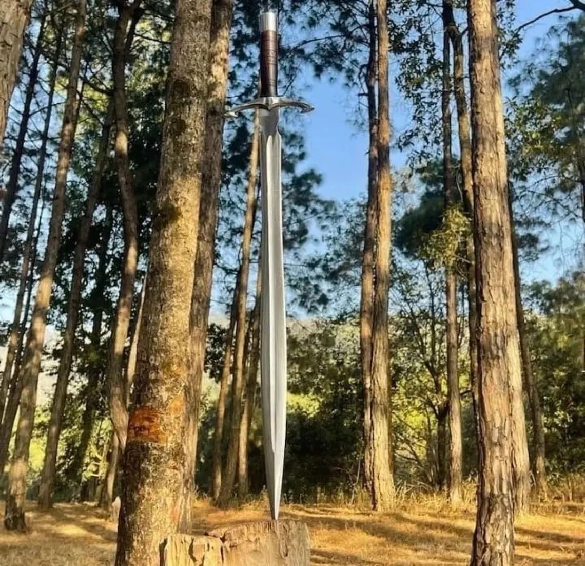 Hand-Forged Carbon Steel Sword | 36" Full Tang Rosewood Handle Blade - Image 5