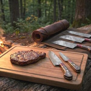 Hand Forged Damascus Chef Set, Handmade Kitchen knife, Damascus Chef knives, Cooking knife, Kitchen knives, Anniversary & Birthday gift USA