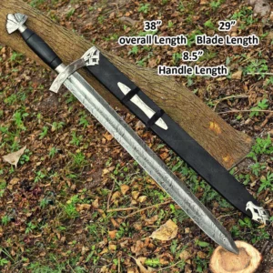 Hand Forged Northmen Damascus Steel Viking Sword:| Custom Engraved Gift for Him, Dad, or Groomsmen | Collectible Props Decors Sword for Men