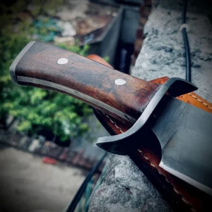 Hand Forged custom old west bowie knife with sheath, 5160 spring steel knife rosewood handle
