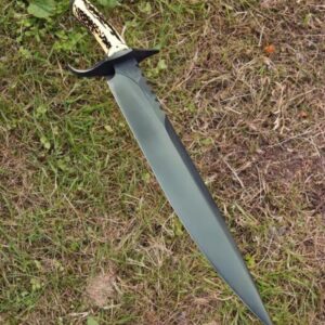 Hand forged 1095 High Carbon Steel Bowie Knife Camping Knife, Big Bowie Knife with Leather Sheath