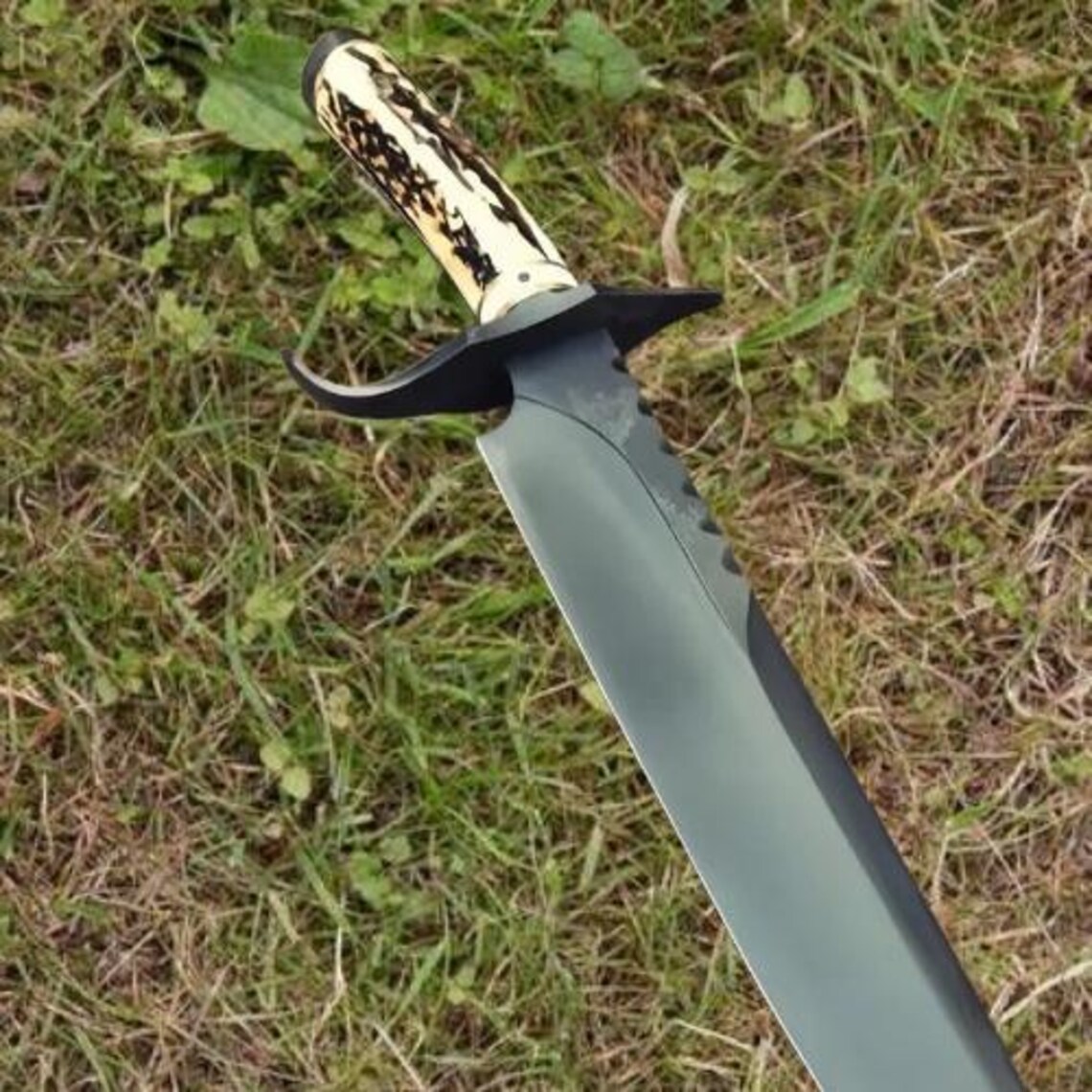 Hand forged 1095 High Carbon Steel Bowie Knife Camping Knife, Big Bowie Knife with Leather Sheath - Image 2