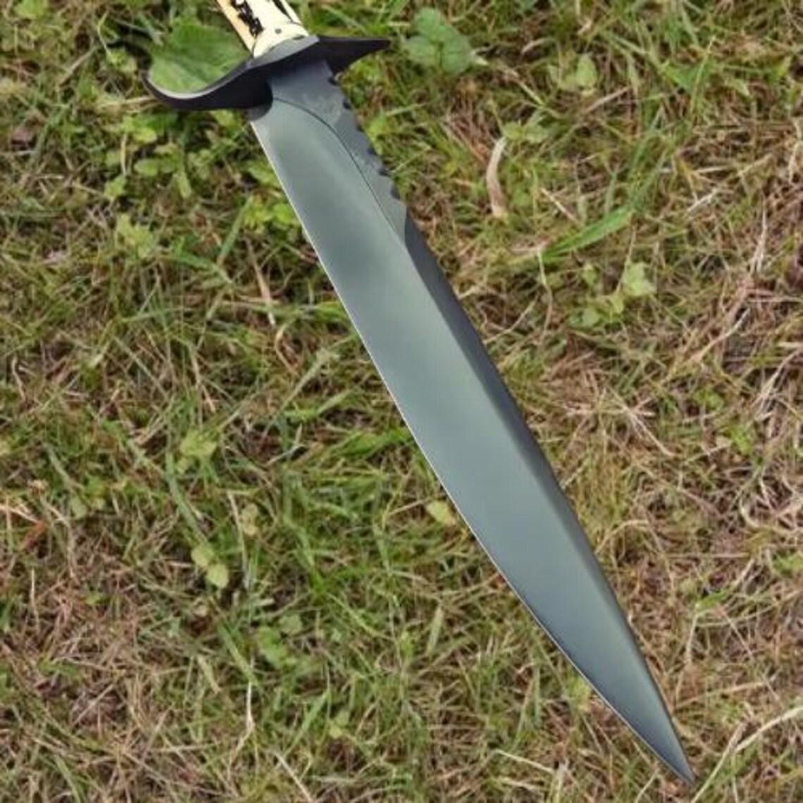 Hand forged 1095 High Carbon Steel Bowie Knife Camping Knife, Big Bowie Knife with Leather Sheath - Image 3