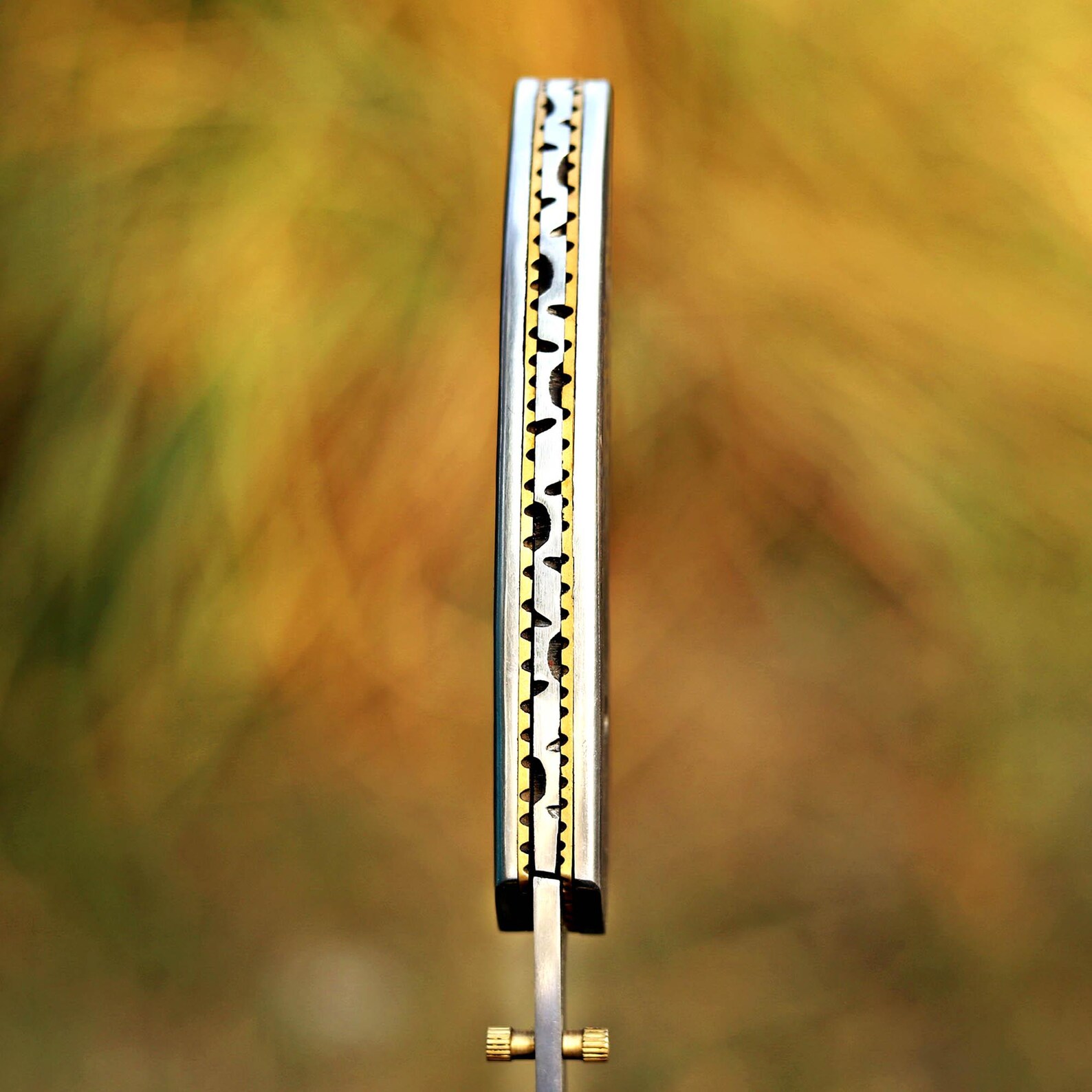 Handcrafted Foldable Knife: Laser-Engraved Floral Pattern, Leather Sheath - Image 6