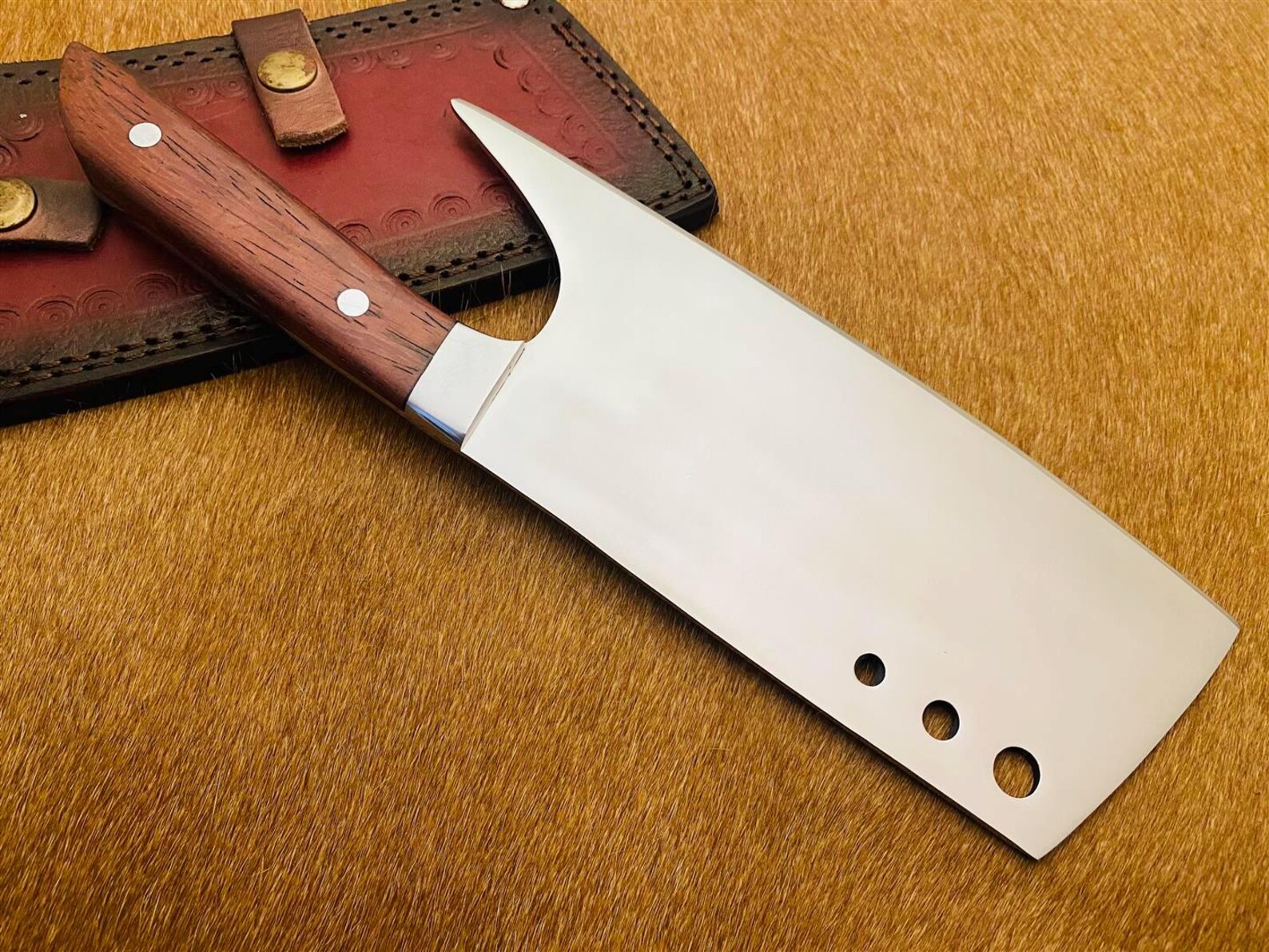 Handcrafted Kitchen Cleaver Heavy Duty Chopping Knife Premium Steel Blade Artisan Kitchen Cleaver Knife Hand Forged Design Cooking Tool - Image 2