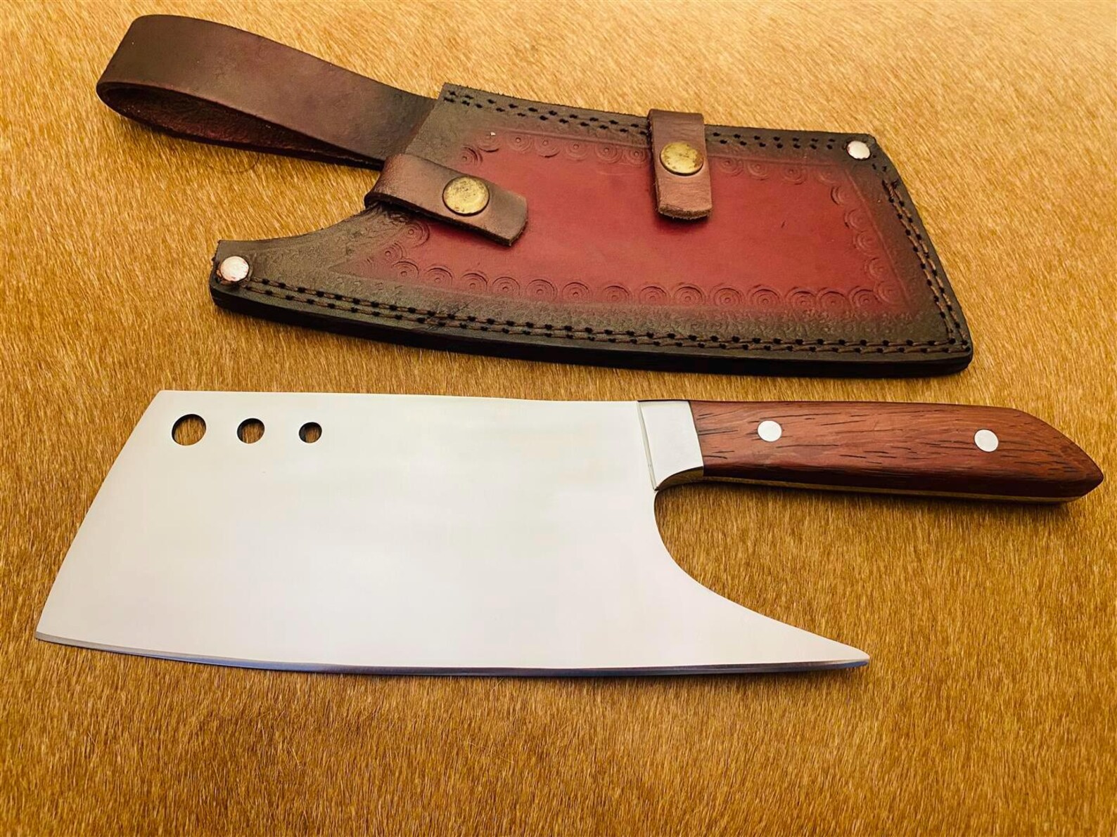 Handcrafted Kitchen Cleaver Heavy Duty Chopping Knife Premium Steel Blade Artisan Kitchen Cleaver Knife Hand Forged Design Cooking Tool - Image 4