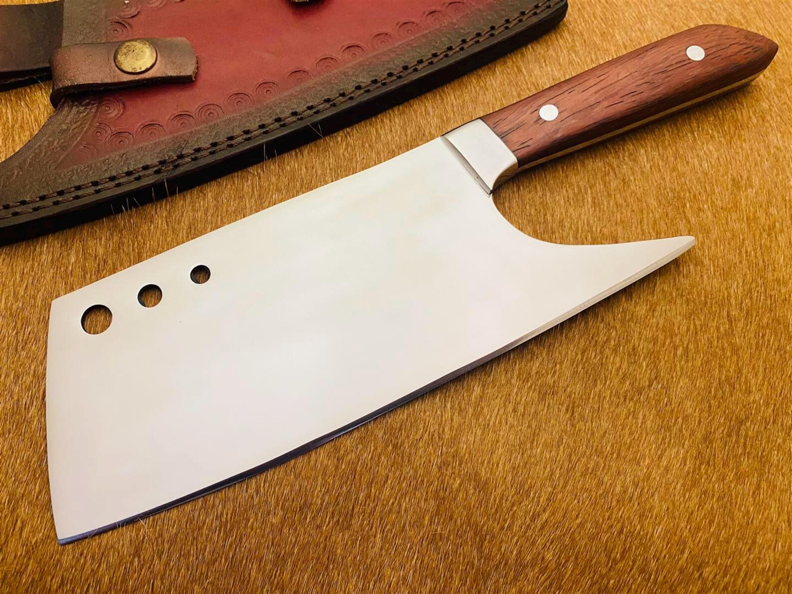 Handcrafted Kitchen Cleaver Heavy Duty Chopping Knife Premium Steel Blade Artisan Kitchen Cleaver Knife Hand Forged Design Cooking Tool - Image 5
