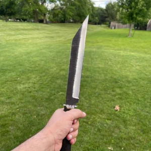 Handmade Carbon Steel Seax Knife Medieval Hunting Blade with Leather Sheath