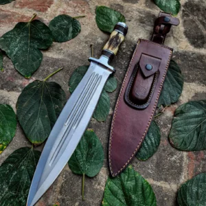 Handmade D2 Steel Dagger Knife with Beautiful Leather Sheath