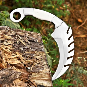 Handmade D2 Steel Karambit Knife: Fixed Blade with Leather Sheath