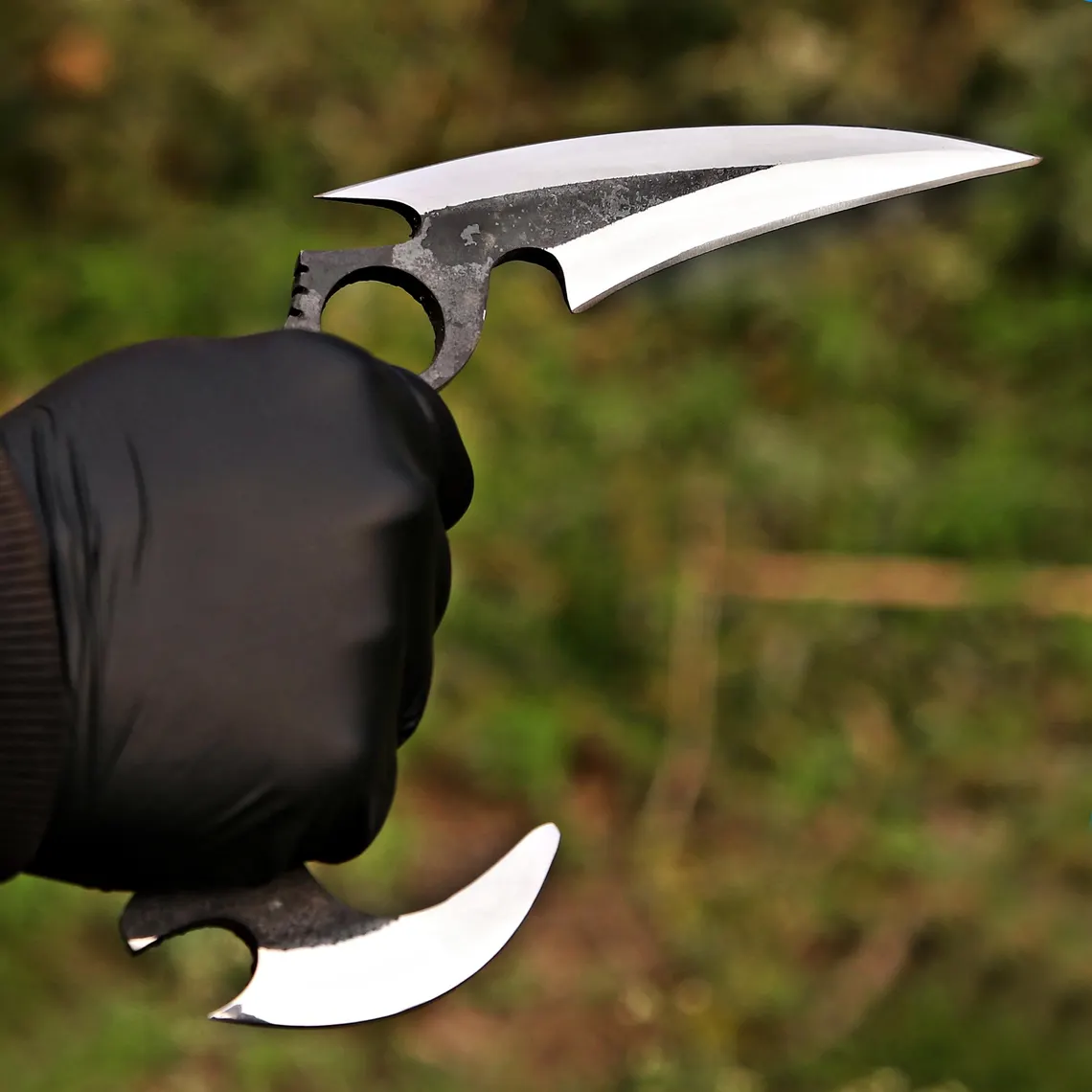 Handmade D2 Steel Karambit Knife Wood Handle & Leather Sheath - Image 6