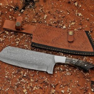 Handmade Damascus Steel Chef Cleaver Chopper Full Tang Kitchen Butcher Knife, Culinary knife
