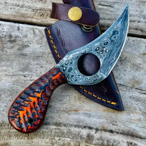 Handmade Damascus Steel Hunting Knife Forged Camping Skinning Knife New Year Gift for Him