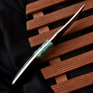 Handmade Damascus Steel Skinner Knife + Free Mini Keychain Knife