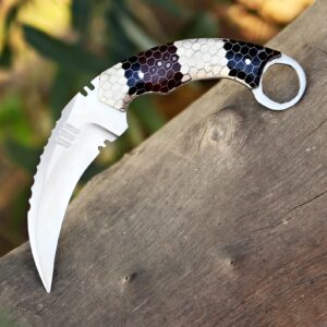 Handmade J2 Steel Karambit Knife: Honey Comb Resin Handle, Italian Leather Sheath