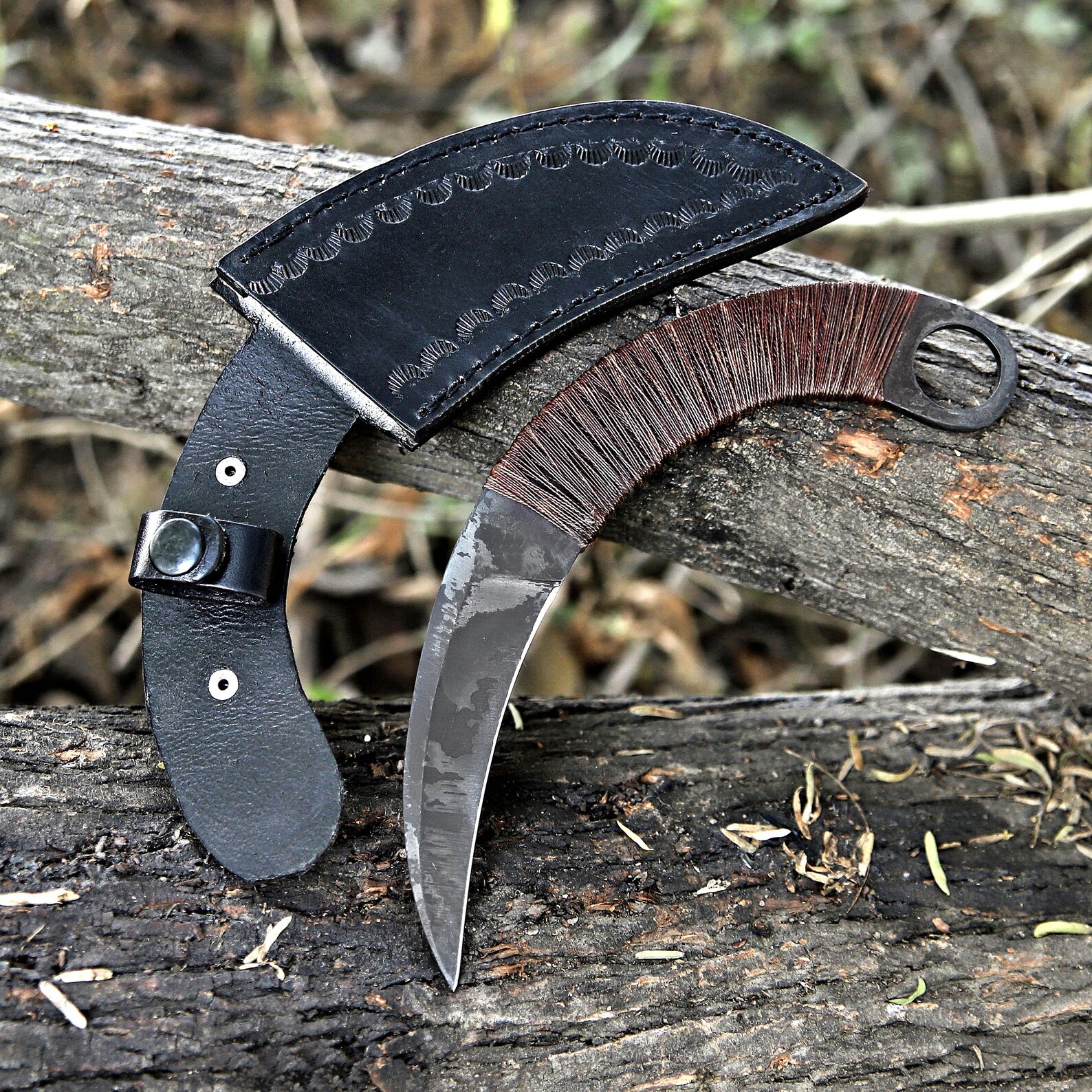 Handmade J2 Steel Karambit Knife with Italian Leather Sheath - Image 9