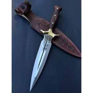 Handmade Walnut Handle Dagger Knife Fairbairn Sykes Double Edge Knife